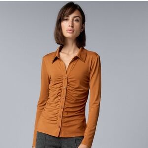 Simply Vera Vera Wang Ginger Button-Down Ruched Top
